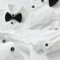 thumbnail image 6 of FYMNSI Baby Boy Baptism Christening Outfit Toddler Kid Formal Gentleman Tuxedo Suit Long Sleeve Bowtie Dress Shirt Suspenders Pants First Birthday Wedding Party Ring Bearer Clothes 3-4T White + Black, 6 of 7