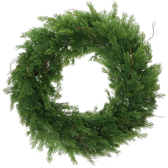 22-Inch Juniper Wreath with Realistic Green Berries & Brown Twigs, Lifelike Evergreen Large Christmas Wreath, Front Door Xmas Decor, Perfect for Holidays & Everyday Charm
