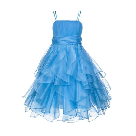 Princess Bodice - Ekidsbridal Organza Turquoise Blue Flower Girl Dress Ruffled Bodice Junior Bridesmaid Recital Easter Holiday Wedding Pageant Occasions Communion Princess Birthday Girls Clothing Baptism 151S size 8