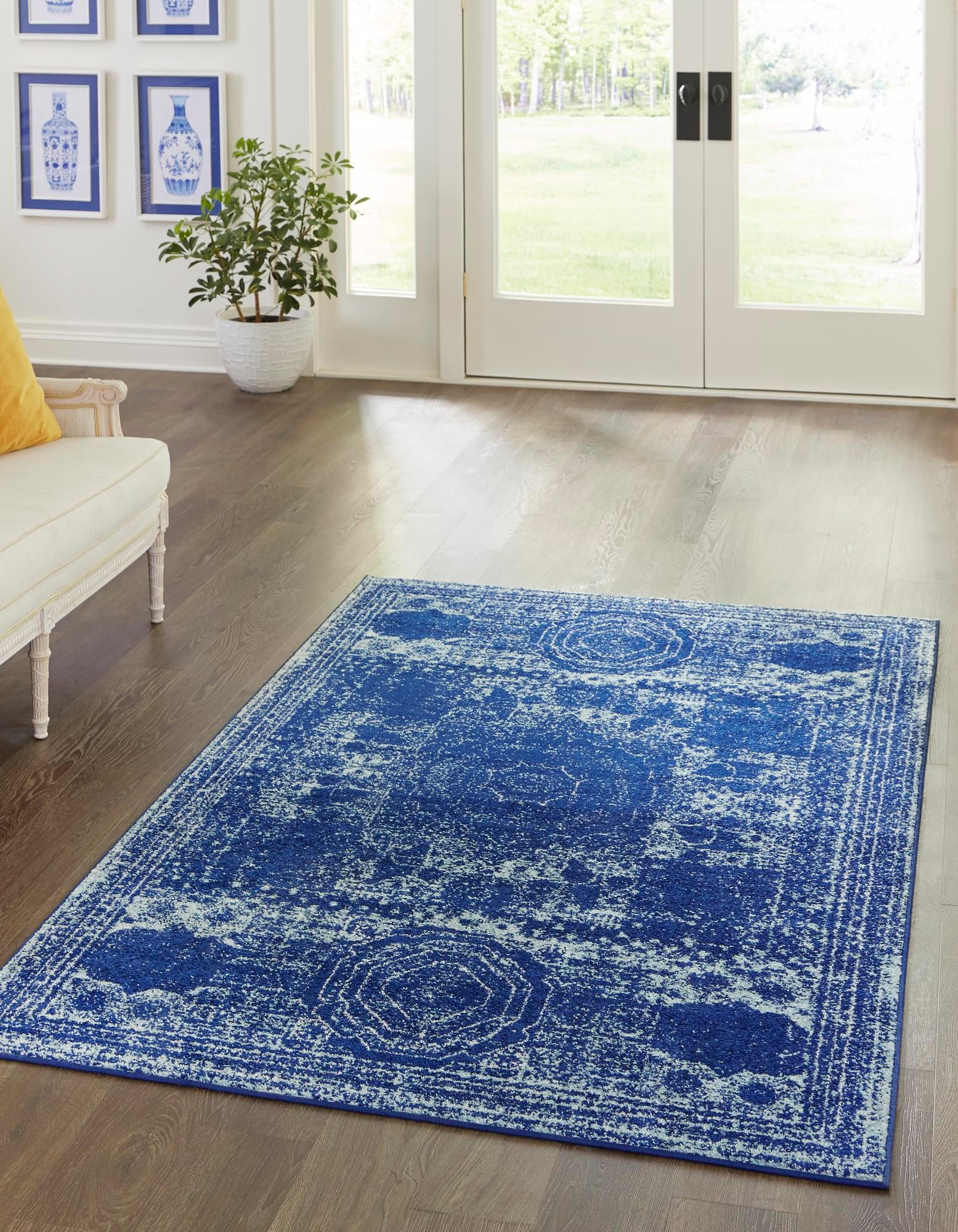Dover Collection Rug 8' x 10' Navy Blue LowPile Rug Perfect