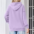 thumbnail image 6 of Women's Fashion Oversized Drop Shoulder Long Sleeve Sweatshirt Solid Color Hooded Sweatshirt for Casual Wear,Light Purple,2XL, 6 of 6
