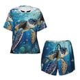 thumbnail image 4 of Picia Watercolor Turtle4 Pajamas Sets for Women Soft Short-Sleeved Pjs with Lounge Shorts Two Piece Sleepwear-XX-Large, 4 of 9