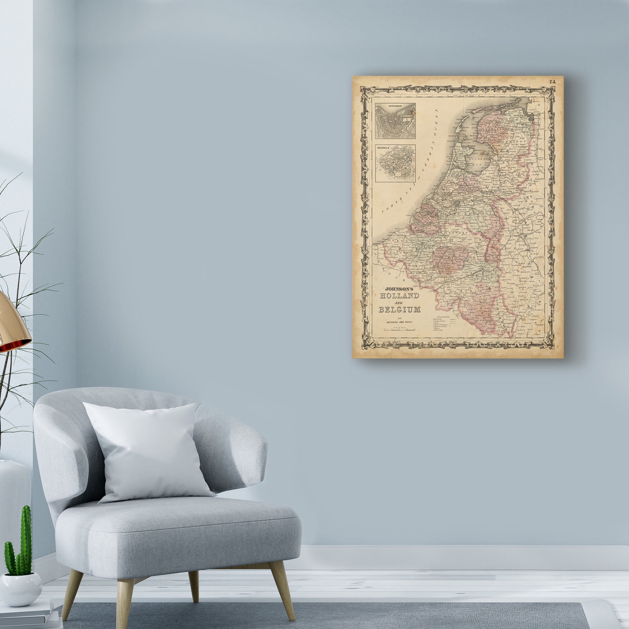 Trademark Fine Art 'Johnsons Map of Holland And Belgium' Canvas Art by Johnson