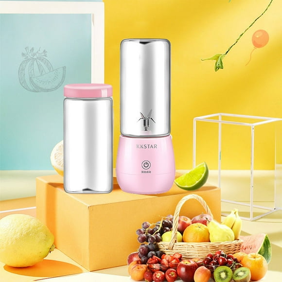 Licuadoras portátiles (doble vaso), licuadora de tamaño personal para batidos, licuadora de alimentos para bebés, recargable por USB con seis rebanadas, ideal para deportes, viajes y actividades al ai