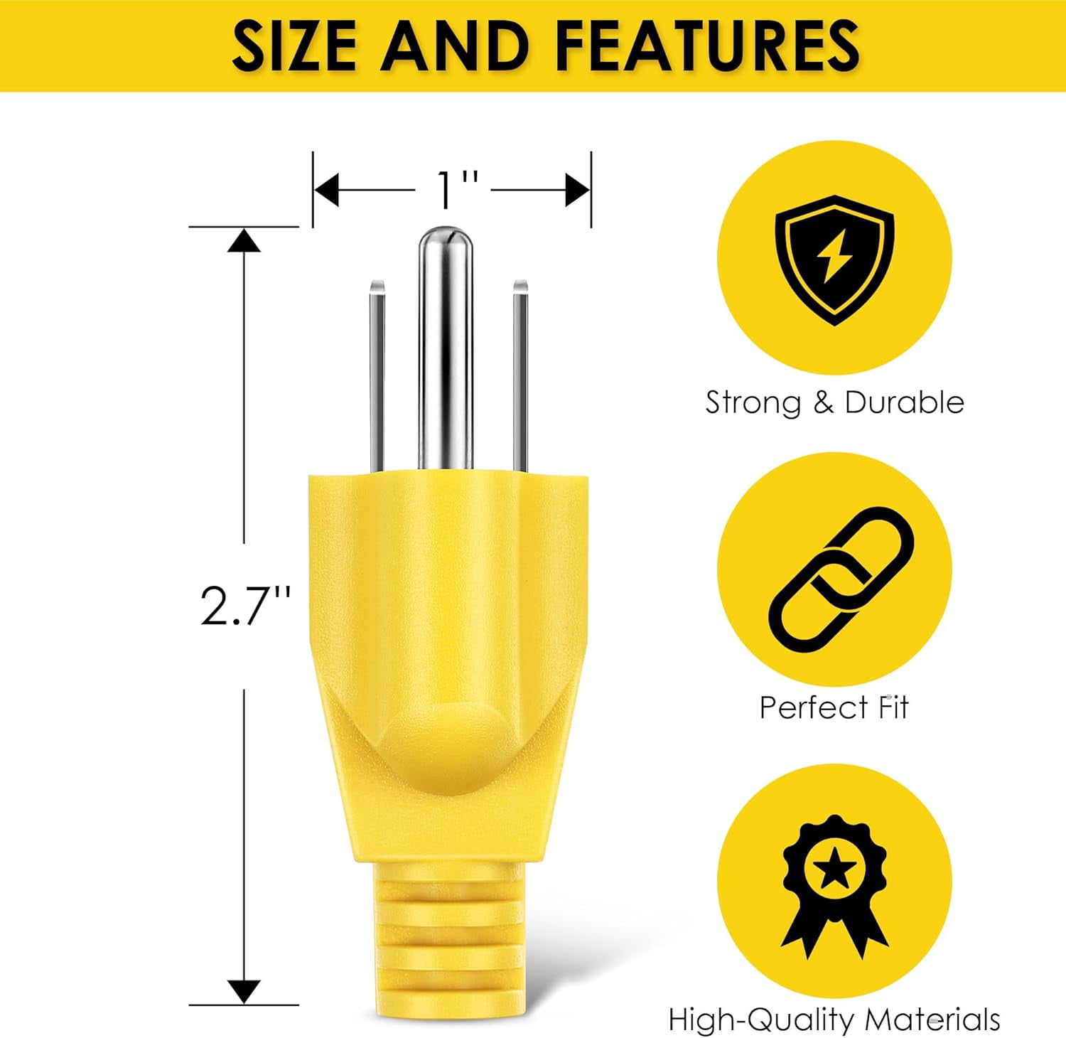 Neutral Ground Bonding Plug for Portable Inverter Generator, Grounding Plug Surge Protector Generator with Floating Neutral on RV, Motorhome, Camper for Open Ground Error(Yellow,1 Pack)