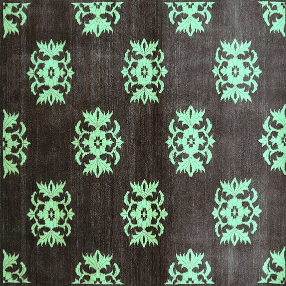 Ahgly Company Indoor Square Oriental Turquoise Blue Industrial Area Rugs, 8' Square