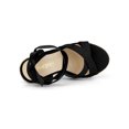 thumbnail image 4 of BLISSFUL STEP Women's Heels Espadrille Wedge Crisscross Lace Up Wedge Sandals Black 10, 4 of 8