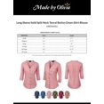 thumbnail image 2 of Made by Olivia Women's Long Sleeve Solid Split Neck Tencel Button Down Shirt Blouse Olive M, 2 of 4