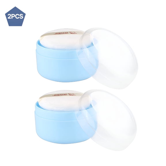 RAGUPEL 2 Set After-Bath Powder Puff Box Empty Body Powder Container with Bath Powder Puffs and Sifter for Home and Travel
