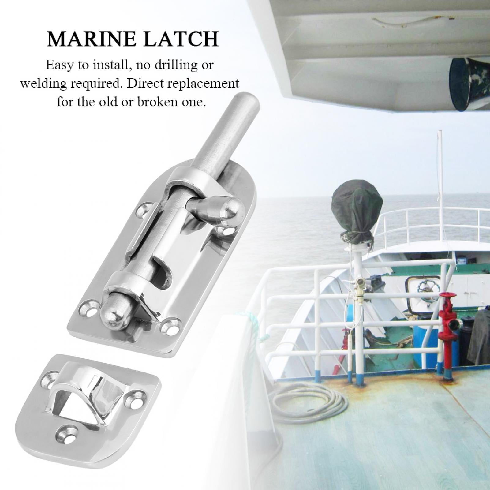 60mm Boat Door Lock Latch,Stainless Steel Marine Boat Door Window Lock Latch Slide Barrel Bolt Clasp