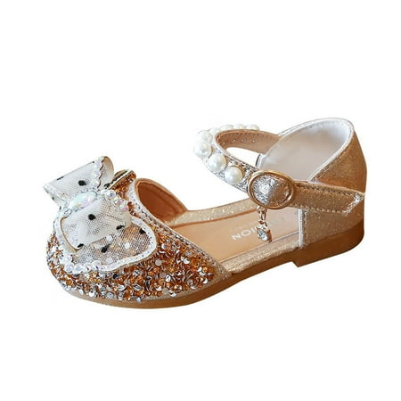 

〖Roliyen〗Girls Sandals Shoes Sandals Crystal Girls Baby Bowknot Dancing Infant Pearl Bling Shoes Single Kids Shoes Princess Baby Sneakers