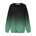 thumbnail image 4 of Pullovers Shirts Ladies Fall Loose Crewneck Long Sleeve Mitten- Cold Shoulder with Pocket Gradient Print Leisure Cotton Tunic Tops Top(Light Green,S), 4 of 5