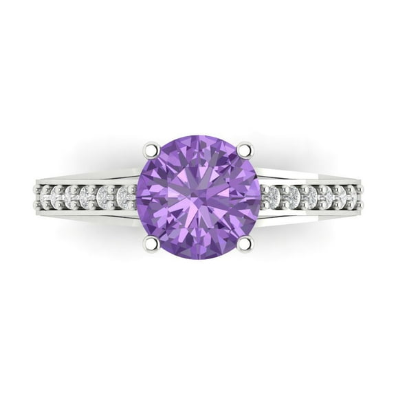 Clara Pucci 14K White Gold 2.21ct Alexandrite Solitaire with Accents Ring