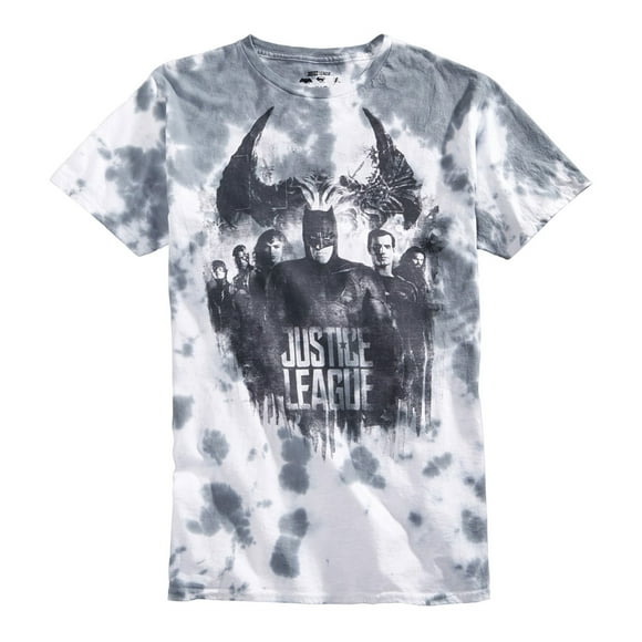 Justice League Mens Tie-Dye Graphic T-Shirt, Grey, Small