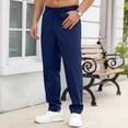 thumbnail image 3 of Nuoqisi Men's Casual Solid Color Linen Drawstring Button Long Pants - Breathable Trousers for Relaxed Summer Wear, 3 of 7