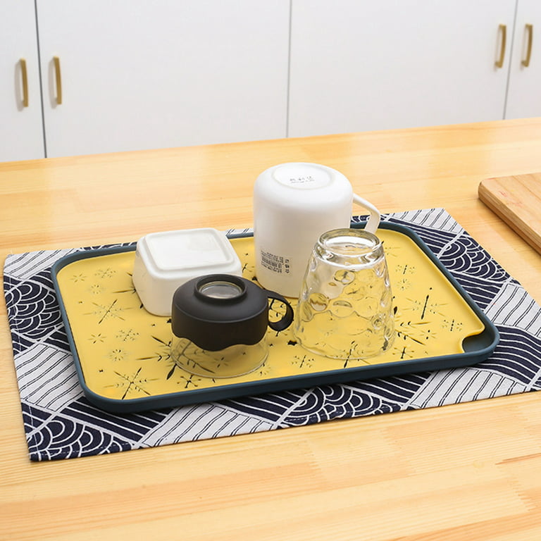Double-Layer Dish Drainer Tray, Drain Board Dish Drying Mat, Dish