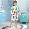 thumbnail image 5 of FORMRS Niños Bathrobe Unisex Hooded Robe Soft Plush Pajamas Sleepwear, Size 2-3T, Black Retro Pattern, 5 of 7