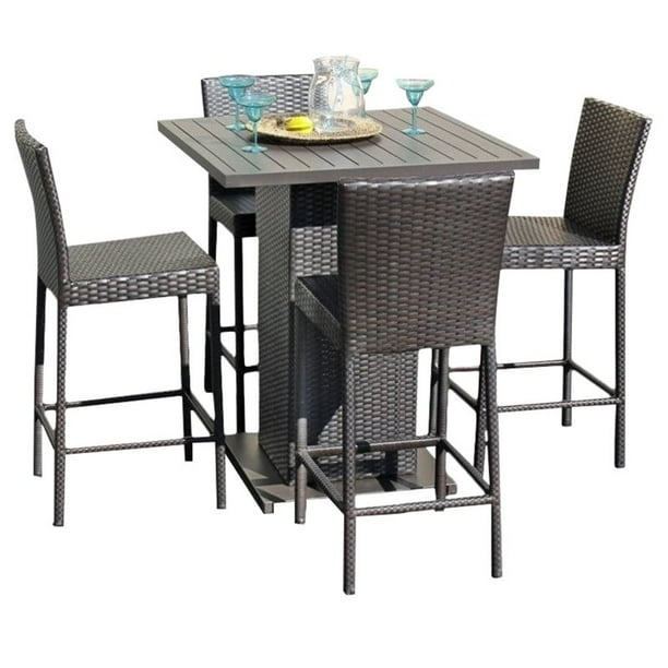 Pemberly Row 5 Piece All Weather Bar Height Wicker Outdoor Patio Pub Set In Espresso Com Pemberly Row 5 Piece All Weather Bar, Outdoor Patio Bar Table Set
