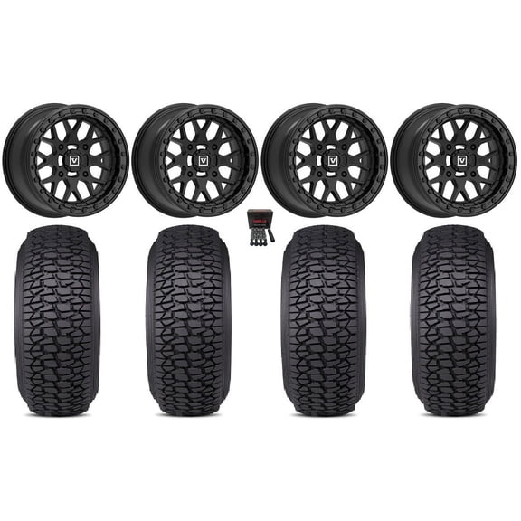Valor V07 Beadlock 15" Wheels Black 30" Regulator 2 Tires Kawasaki Teryx Mule