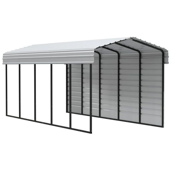 Arrow 10 x 24 x 9 ft Eggshell Carport With 1 Side Wall Kit