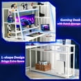 thumbnail image 5 of Armocity L-Shaped Gaming Desk with Hutch - 63" L Desk for Gaming, LED Lights, White with Shelves and Charger Station, 5 of 7