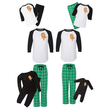 

Awkward Styles Matching Christmas Pajamas Set Green Cute Gingerbread Ninja Family Sleepwear