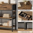 thumbnail image 2 of Aufeile 55" Console Table for Entryway, Fabric Sofa Table with 3 Drawers, Outlet and Open Shelves, Entryway Table for Couch, Hallway, Foyer, Living Room, Brown, 2 of 7
