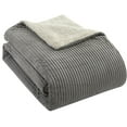 thumbnail image 4 of Lanco Channel 3 Piece Comforter Set with Sherpa Reverse, Bed Size: King, Flannel Brushed Quilting, Solid, Grey, 4 of 5