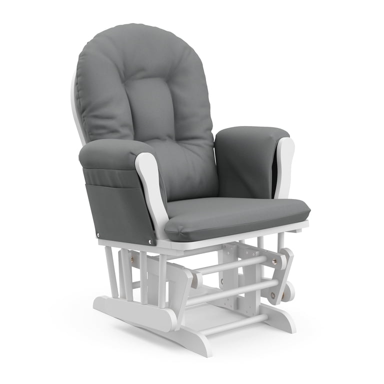 Storkcraft Hoop Glider & Ottoman, White with Gray Cushions photo 6