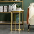 thumbnail image 7 of Tcbosik Small Round Side Table, Modern End Table with Faux Marble Top and Metal Frame for Living Room, Bedroom, Easy Assembly, White & Gold, 7 of 7