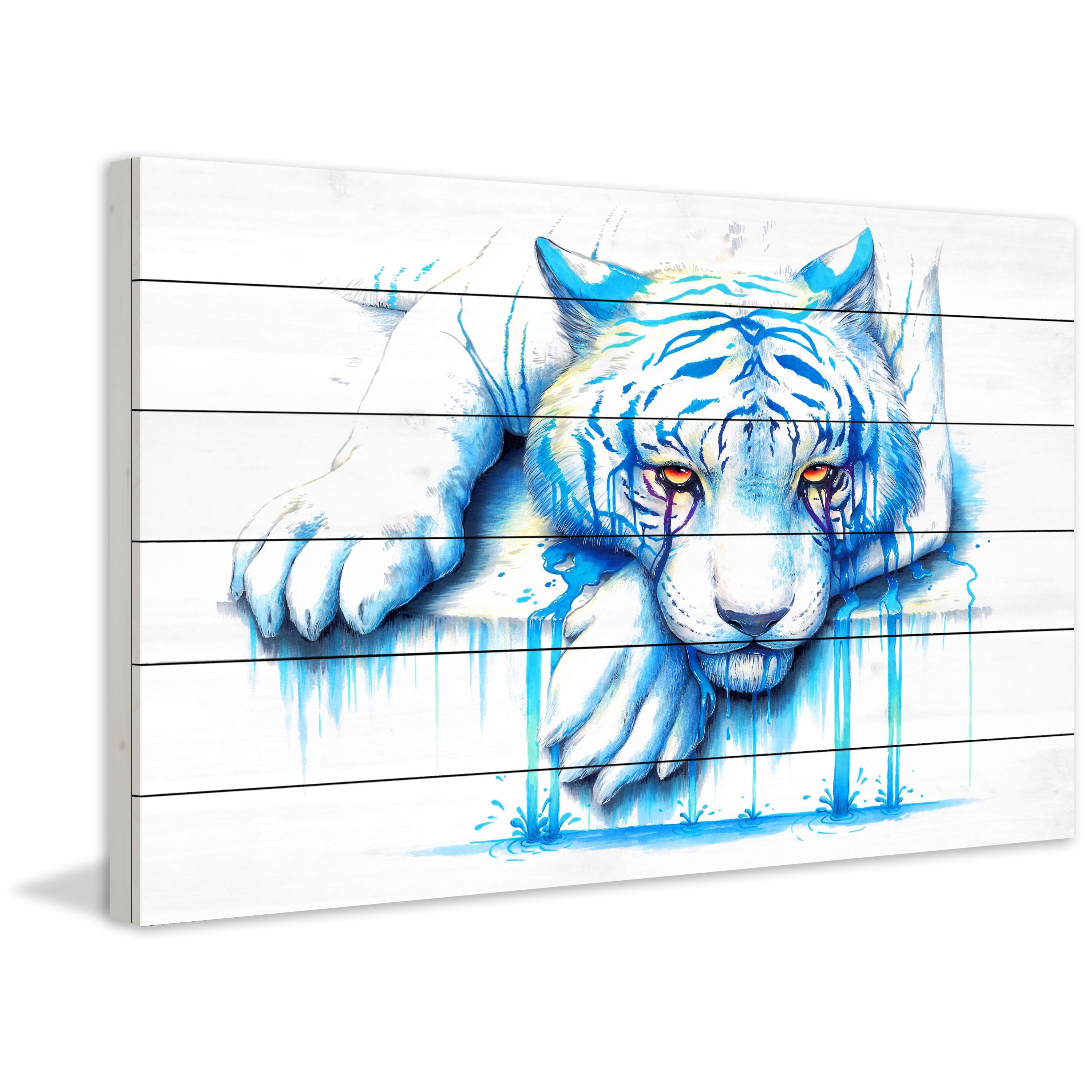 Marmont Hill "Blue Tears" Painting Print on White Wood