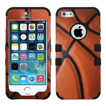 - Insten For Apple iPhone SE 5 5S Brown Black Basketball Tuff Hard Silicone Hybrid Case