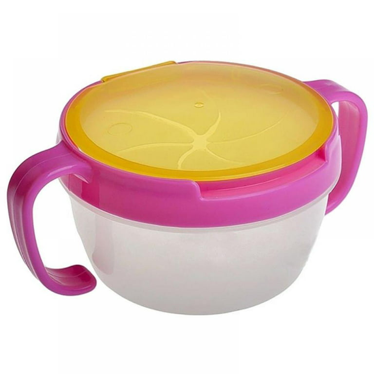 Baby Snack Cup Spill Proof Bowls, Easy to Hold for Baby & Toddler, Removable Lid, Easy to Clean,Pink, Size: 7