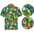 thumbnail image 2 of LA LEELA Men's Hawaiian Shirts Short Sleeve Button Down Shirt Mens Party Shirts Casual Vacation Summer Tropical Island Shirts for Men Funny L Lapis, Floral, 2 of 7