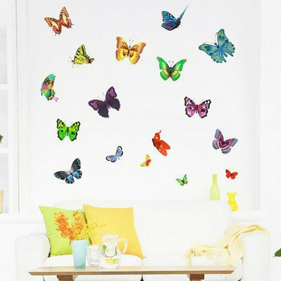 Realistic Flying Butterfly Wall Decals - Removable PVC Stickers for DIY Home Decor, Perfect for Living Room, Bedroom, Kids' Room, Nursery, and TV Backdrop