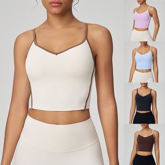 Felirenzacia Women's Tank Tops, Heart Neckline Spaghetti Strap Camisole, Athletic Yoga Top for Gym,White,S