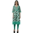 thumbnail image 2 of Moomaya Robes Indiennes pour Femmes Décontractées Été Imprimé Manches 3/4 Longue Kurta, 2 of 6