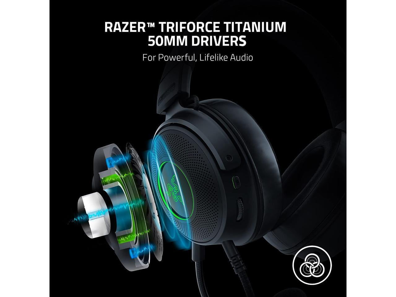 Razer Kraken V3 Hypersense - Casque Gaming USB Filaire avec Technologie  Haptique (Haut-parleurs TriForce de 50mm, Son Spatial THX, Microphone  Amovible