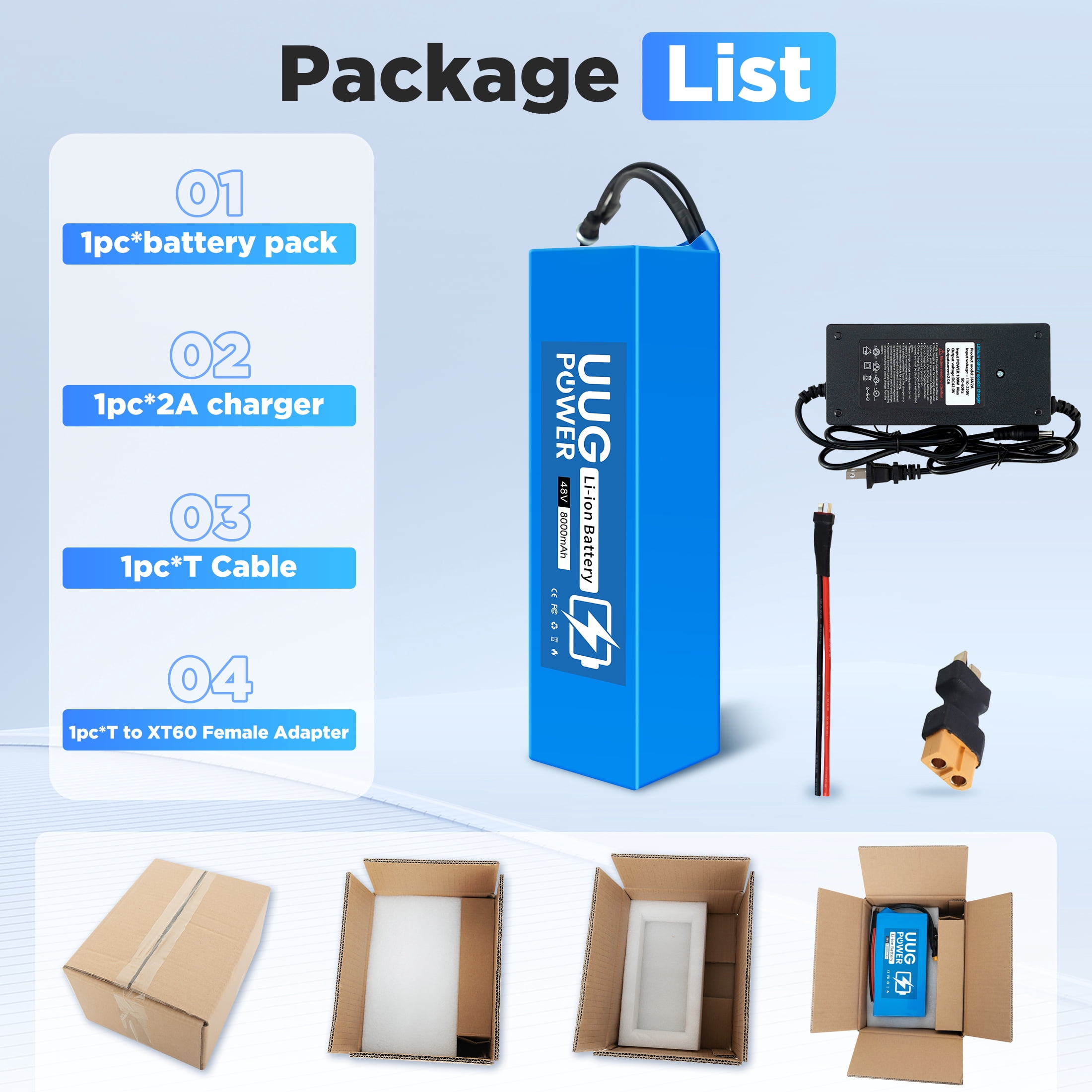 48v 8ah Lithium Ion Battery 750W 48v Battery for Electric Bike Motor Replacement UL2271