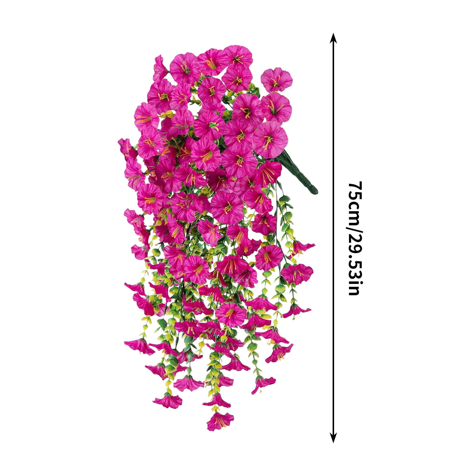 Utoimkio Artificial Faux Hanging Plants Flowers Vines for Outdoor Outside Summer Decoration,29.5 inch Fake Silk Flower for Front Porch Balcony - Hot Pink
