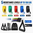 thumbnail image 2 of NIUTA Resistance Bands Set, 150 lbs TPE Exercise Bands with Handles, 11 PCS Workout Bands Resistance Bands for Working Out with Door Anchor, Ankle Straps & Carry Bag, Fitness Bands for Home Gym, 2 of 7