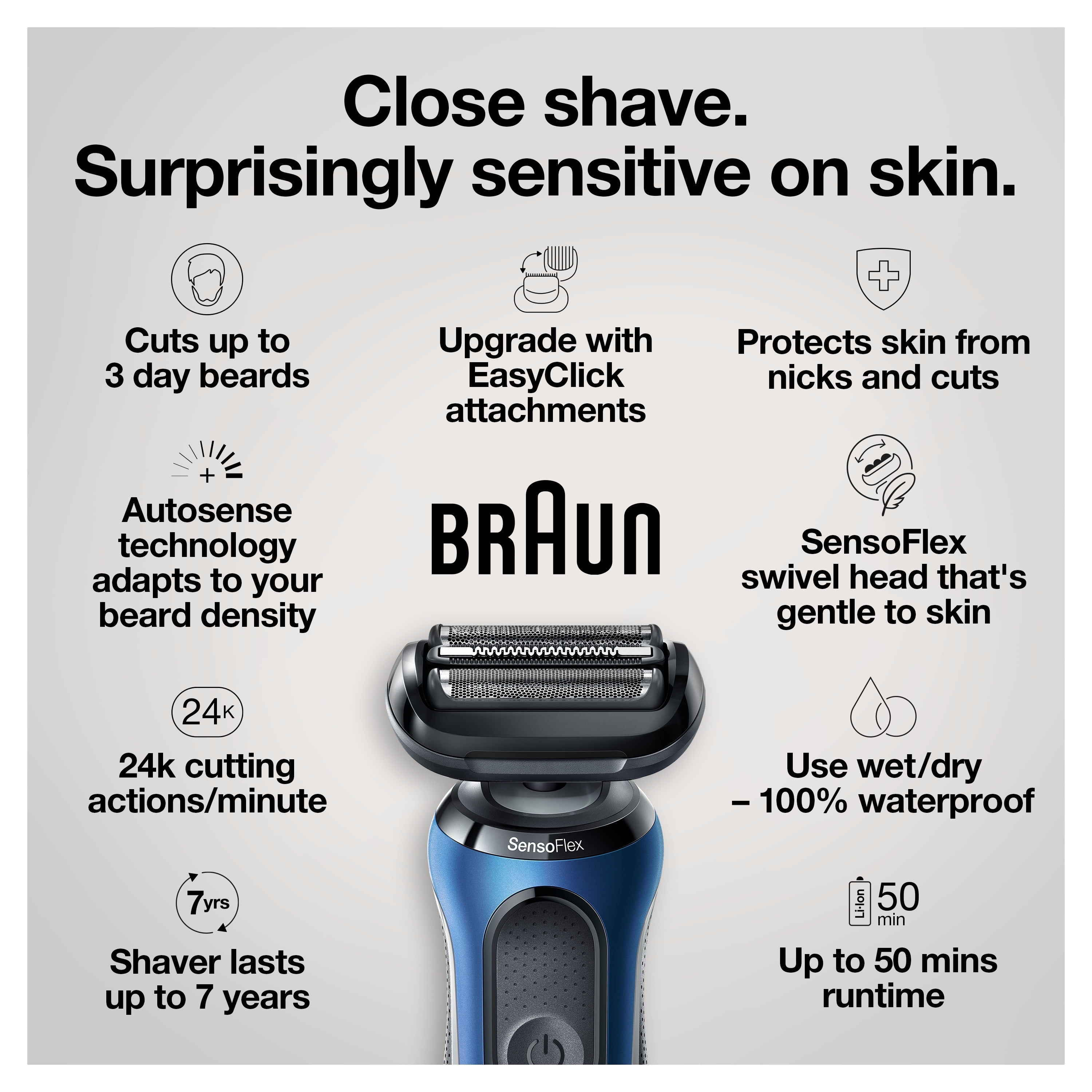 Braun Series 6 6072cc Men's Wet & Dry Electric Shaver, Precision