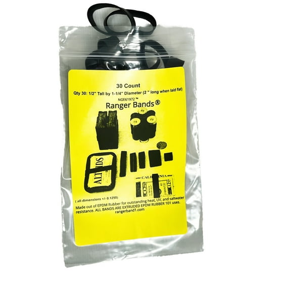 Ranger Bands® 30 Count Made From Black EPDM Rubber Camping & Strapping Gear Made in the USA