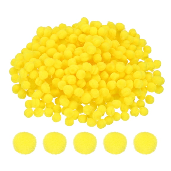 Uxcell 0.2inch Pom Poms for Crafts, 500pcs Small Pompoms for Crafts Mini Puff Balls Bulk High Elasticity Fuzzy Balls for Hats Christmas Art DIY, Yellow