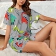 thumbnail image 6 of Bingfone Cute Dinosaur Print Pajamas Sets for Women Soft Short-Sleeved Pjs with Lounge Shorts Two Piece Sleepwear, 6 of 8