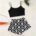 thumbnail image 4 of MEZZALL Women Sleeveless Halloween Print Pajama Spaghetti Strap Skeleton Hand Graphic Crop Cami Sleep Tops With Shorts Comfortable Nightwear For Cozy Home Sleepwear Breathable 2 Piece Pjs, 4 of 4
