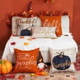 thumbnail image 5 of Fall Pillow Covers 18x18 inch Set of 4 Buffalo Plaid Fall Blue Pumpkin Throw Pillow Cover Autumn Thanksgiving Decoration for Home Couch Bed, 5 of 6