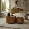 thumbnail image 5 of Leumius Round Nesting Coffee Table Set of 2, Wood Accent Tables with Vertical Slatted Body, Rustic Farmhouse Side Tables for Living Room Walnut, 5 of 7