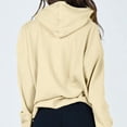 thumbnail image 6 of Women Casual Loose Zipper Up Drawstring Hoodie Jacket Solid Color Long Sleeve Waffle Hooded Sweatshirt Coat with Pockets, 6 of 9