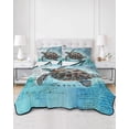 thumbnail image 3 of Sea Turtle Full Size Down Alternative Comforter, Lightweight Comforter Quilt Bedding Set with Pillow Shams Blue Coastal Nautical Summer Beach Vintage All Seasons Bed Comforter Duvet Insert 78"x90", 3 of 7